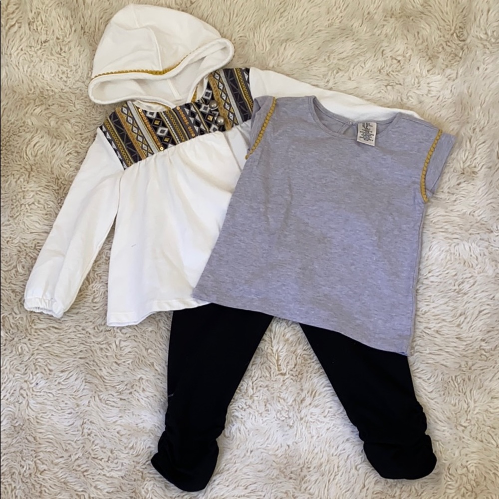 MAX STUDIO Toddler Girl’s Three Piece Shirt-Legging-Hoodie Outfit Size 24M EUC